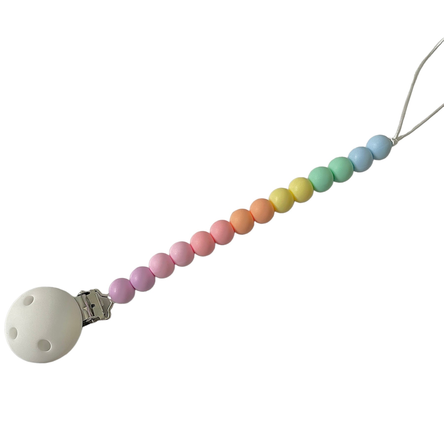 Beaded Dummy Chain, Silicone dummy Clip, Dummy Holder, pastel rainbow