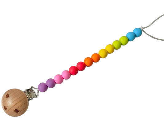 Beaded Dummy Chain, dummy Clip, SIlicone Dummy Holder, bright rainbow
