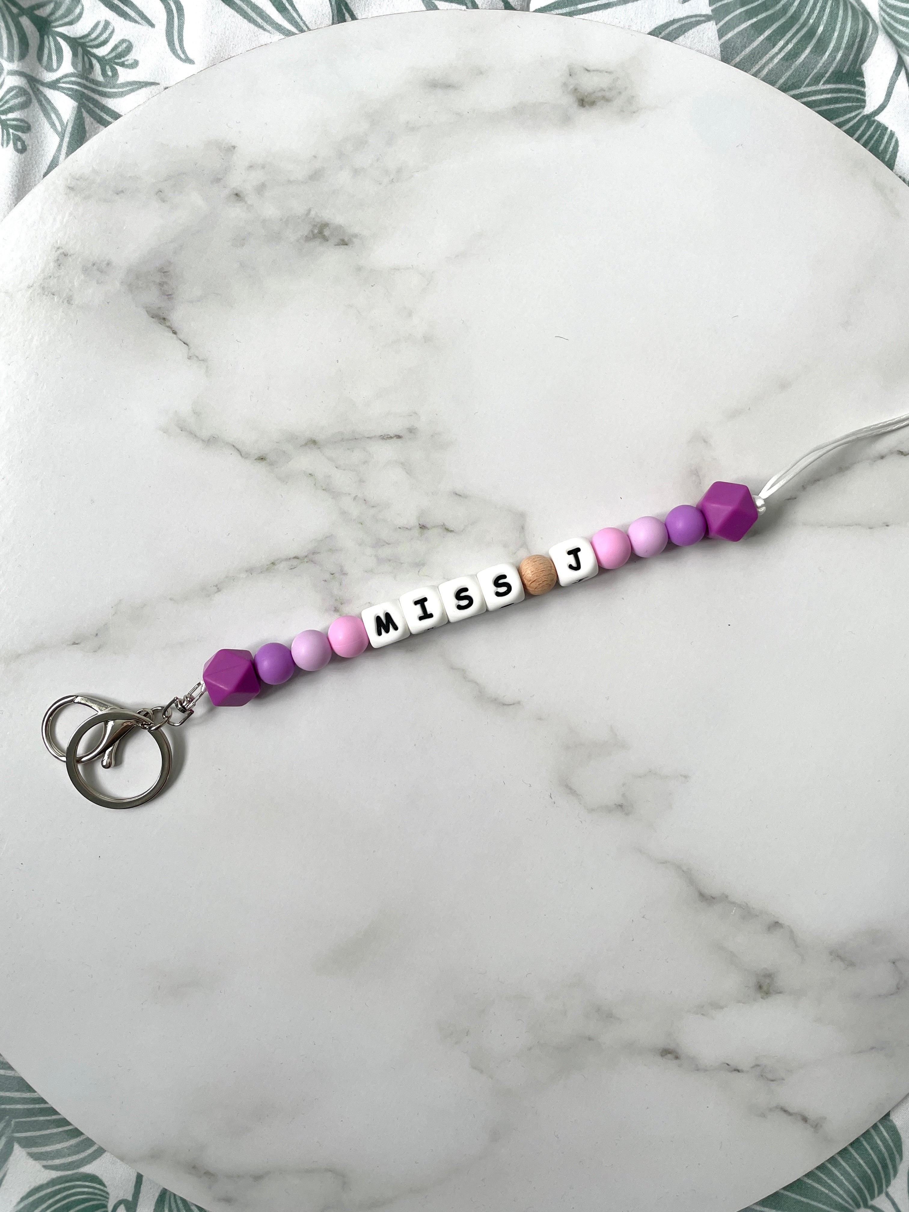 personalised teacher lanyard purple